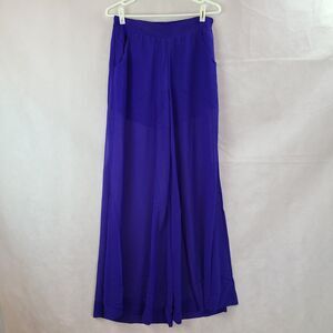 New UNIQ Women's (L) Blue Sheer Wide Leg Pants with Built-in Shorts
